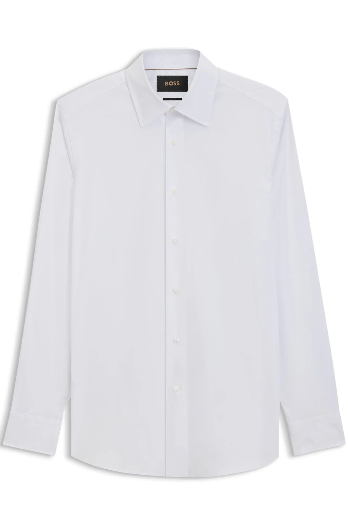 Slim-fit shirt in cotton-blend stretch poplin