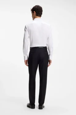 Slim-fit shirt in cotton-blend stretch poplin