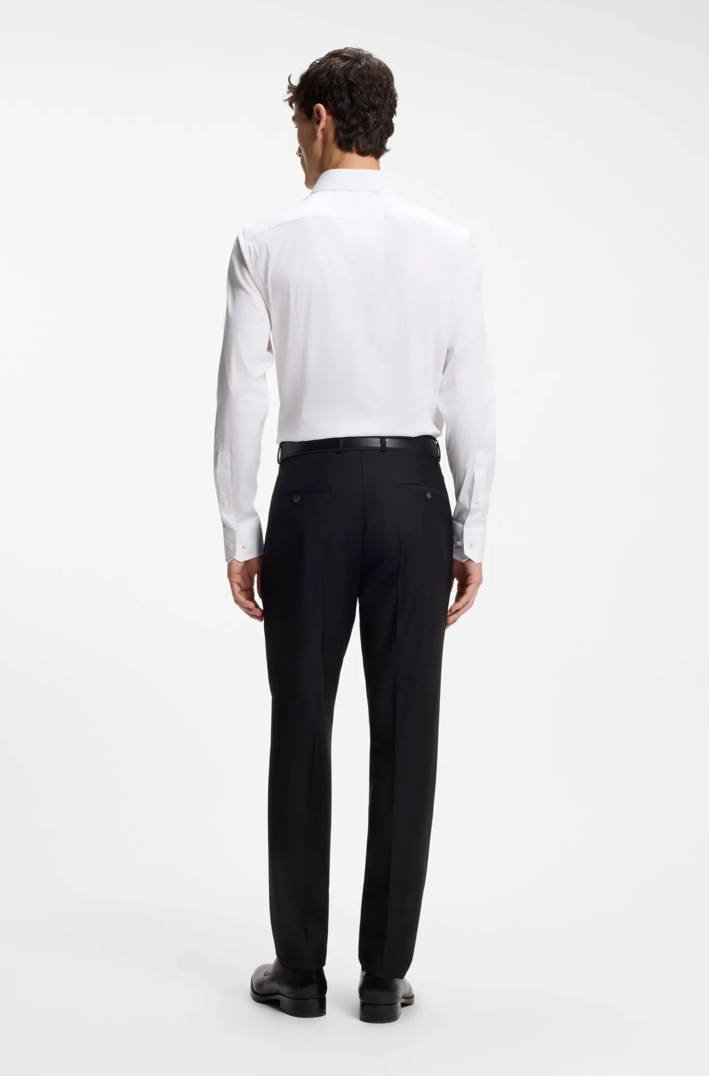 Slim-fit shirt in cotton-blend stretch poplin