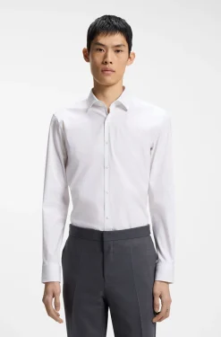 Slim-fit shirt in cotton-blend poplin