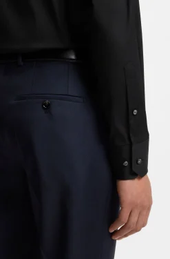 Slim-fit shirt in cotton-blend stretch poplin