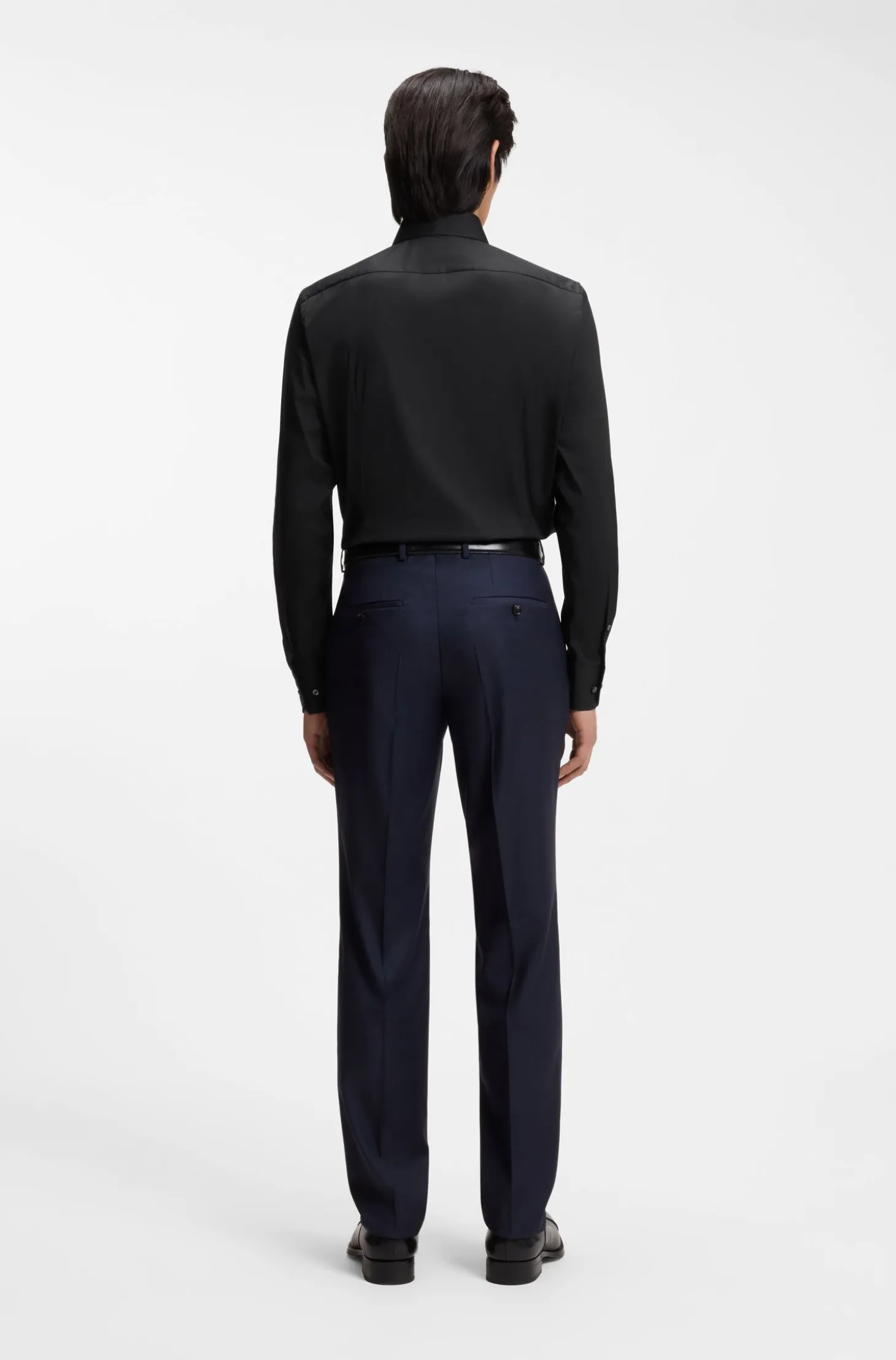 Slim-fit shirt in cotton-blend stretch poplin