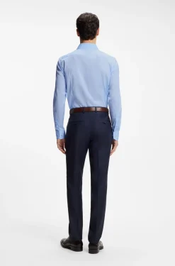 Slim-fit shirt in cotton-blend stretch poplin