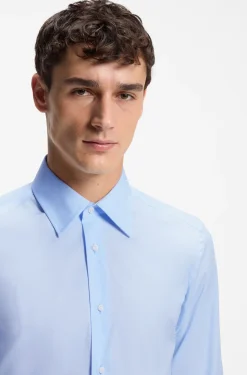 Slim-fit shirt in cotton-blend stretch poplin