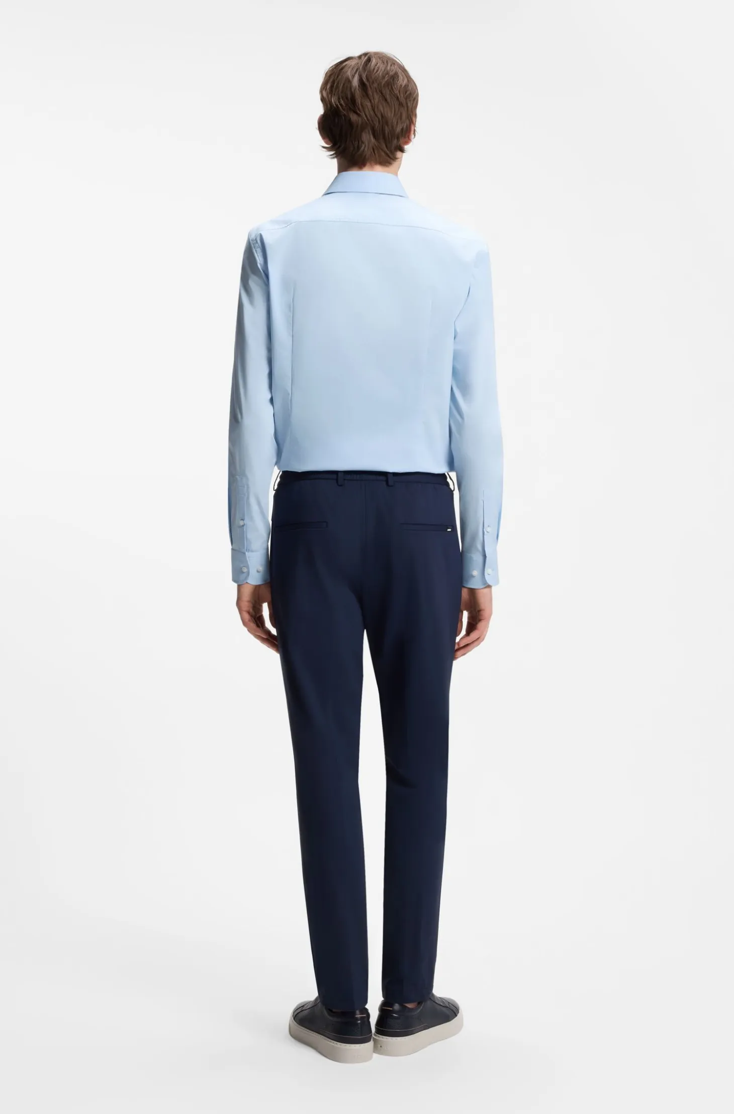 Slim-fit shirt in cotton-blend poplin