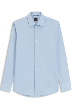 Slim-fit shirt in cotton-blend poplin