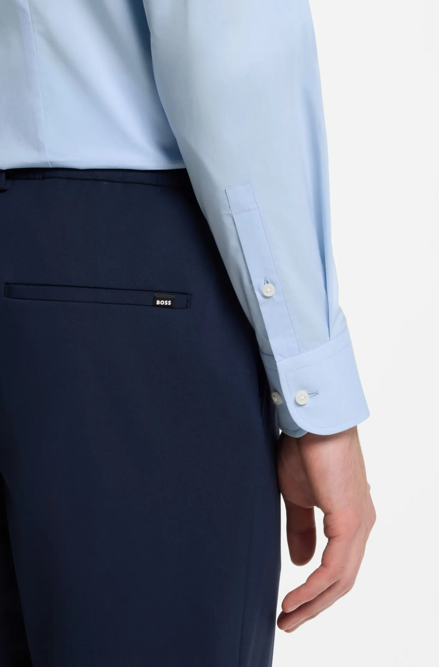 Slim-fit shirt in cotton-blend poplin