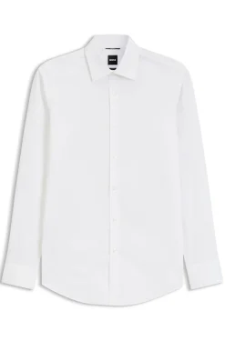 Slim-fit shirt in cotton-blend poplin
