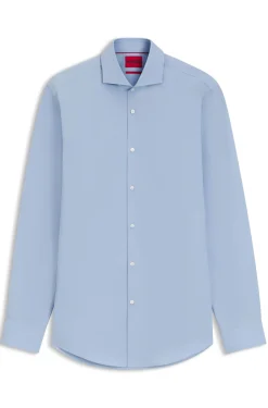 Slim-fit shirt in cotton with spread collar
