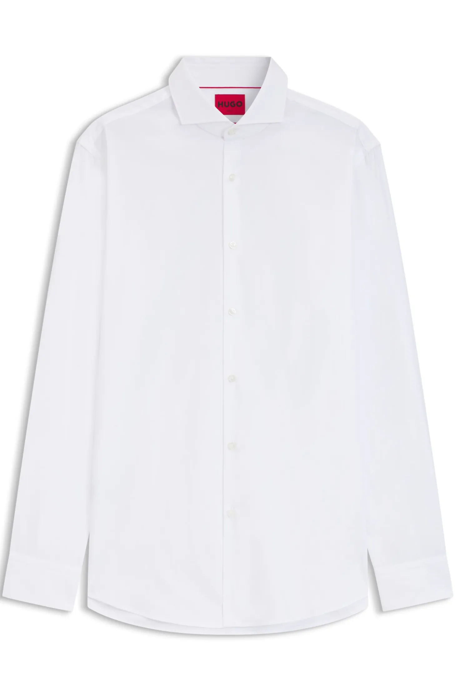 Slim-fit shirt in cotton with spread collar