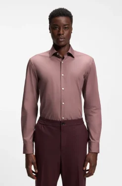 Slim-fit shirt in easy-iron cotton poplin