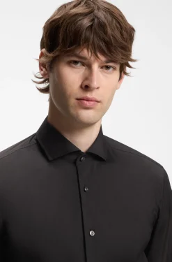 Slim-fit shirt in easy-iron cotton-blend poplin