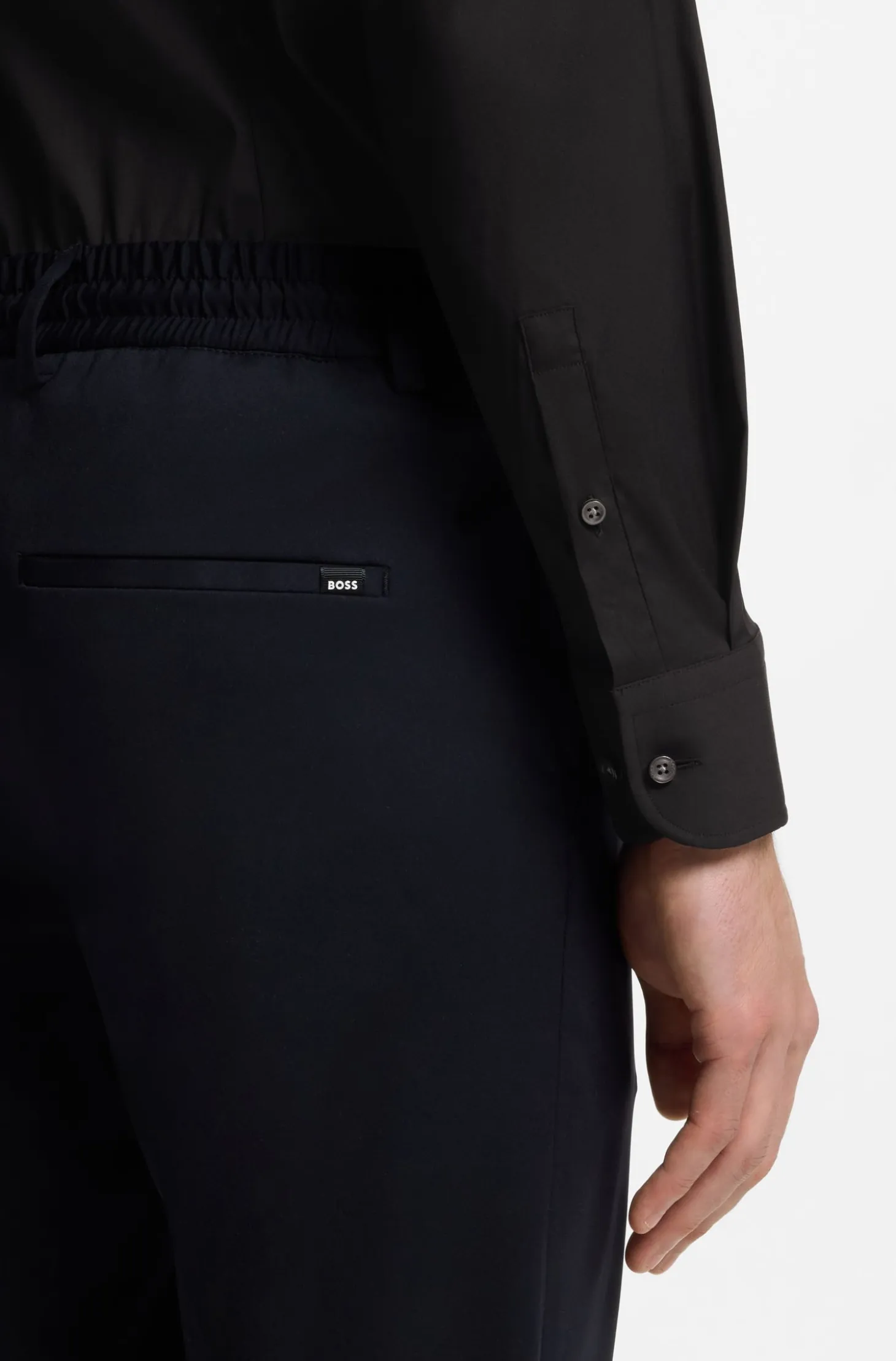 Slim-fit shirt in easy-iron cotton-blend poplin