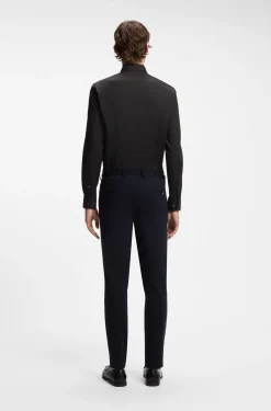 Slim-fit shirt in easy-iron cotton-blend poplin