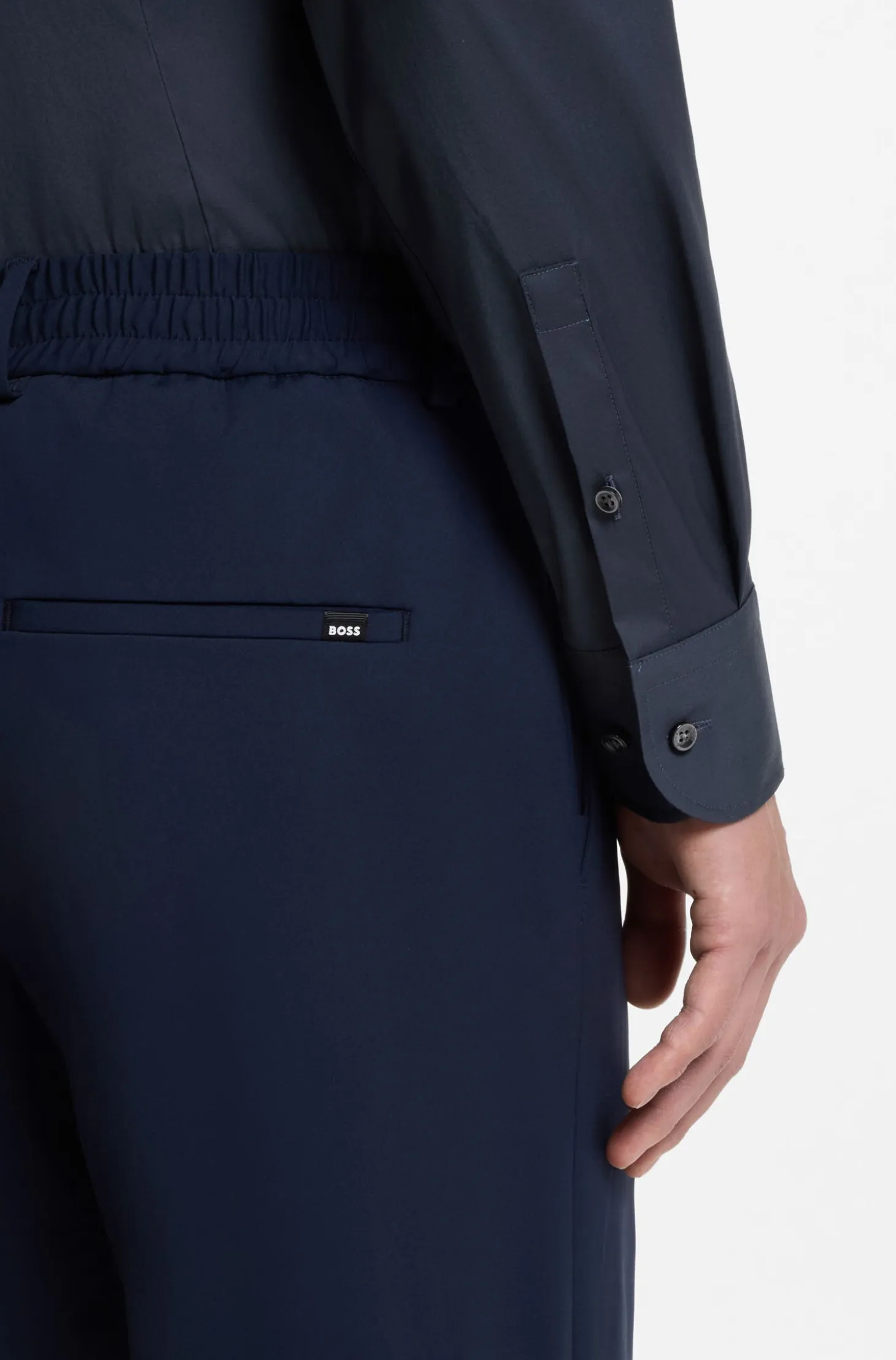 Slim-fit shirt in easy-iron cotton-blend poplin