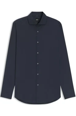 Slim-fit shirt in easy-iron cotton-blend poplin