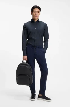 Slim-fit shirt in easy-iron cotton-blend poplin