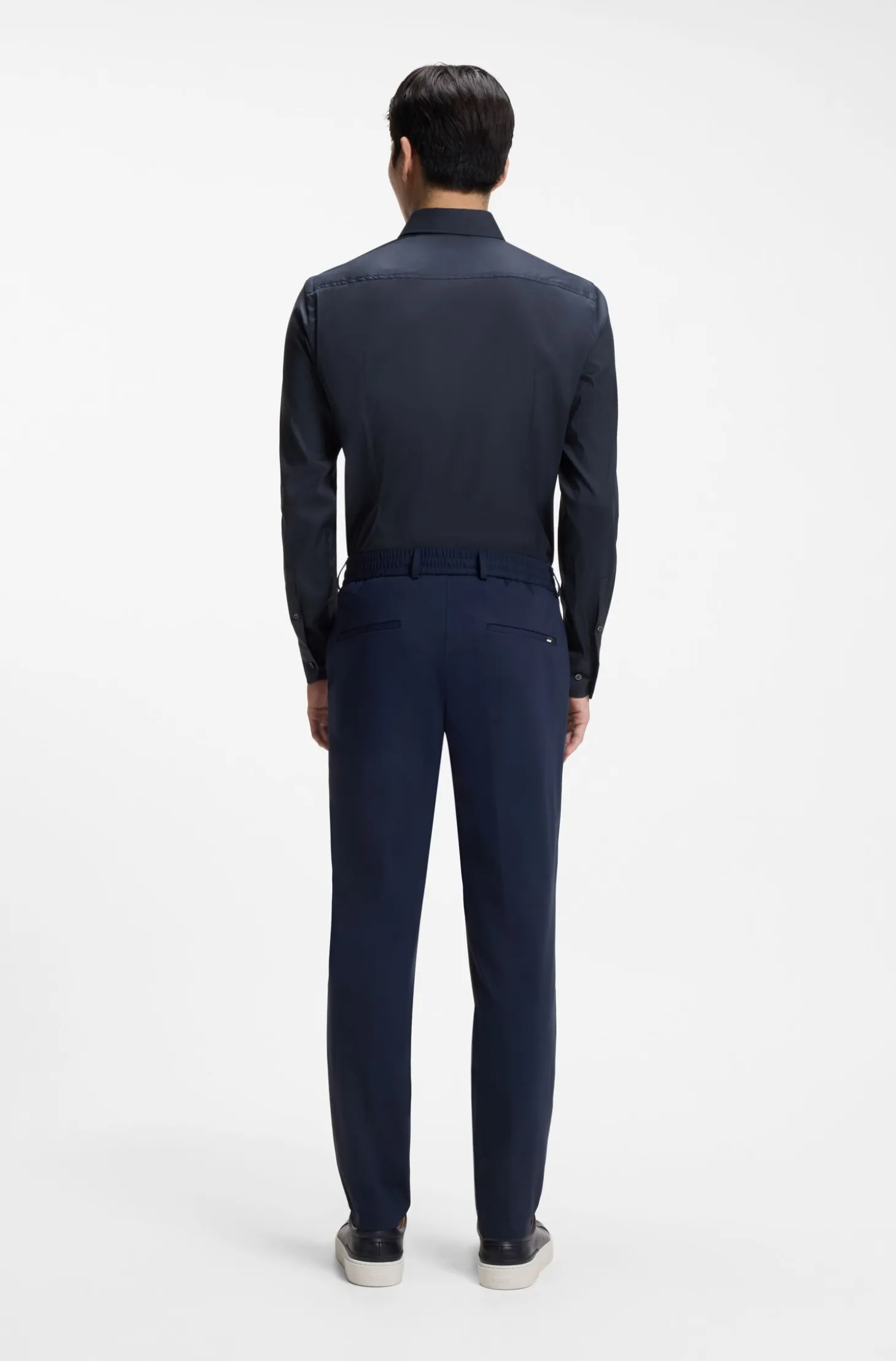 Slim-fit shirt in easy-iron cotton-blend poplin