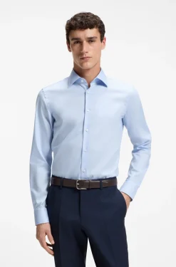 Slim-fit shirt in easy-iron cotton poplin
