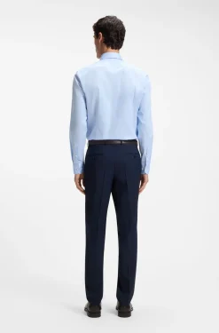 Slim-fit shirt in easy-iron cotton poplin