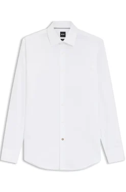 Slim-fit shirt in easy-iron cotton poplin