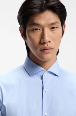 Slim-fit shirt in easy-iron cotton-blend poplin
