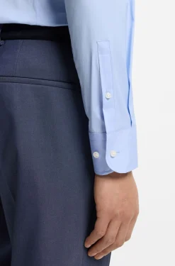 Slim-fit shirt in easy-iron cotton-blend poplin