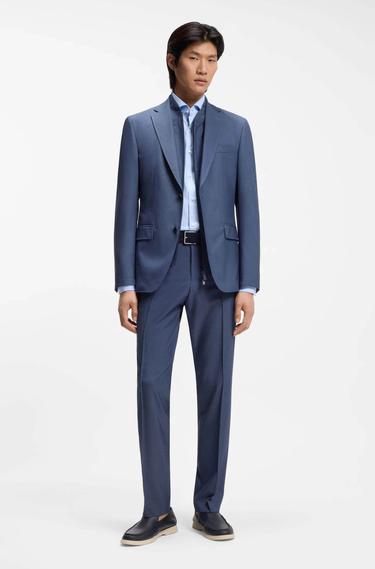 Slim-fit shirt in easy-iron cotton-blend poplin