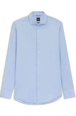 Slim-fit shirt in easy-iron cotton-blend poplin