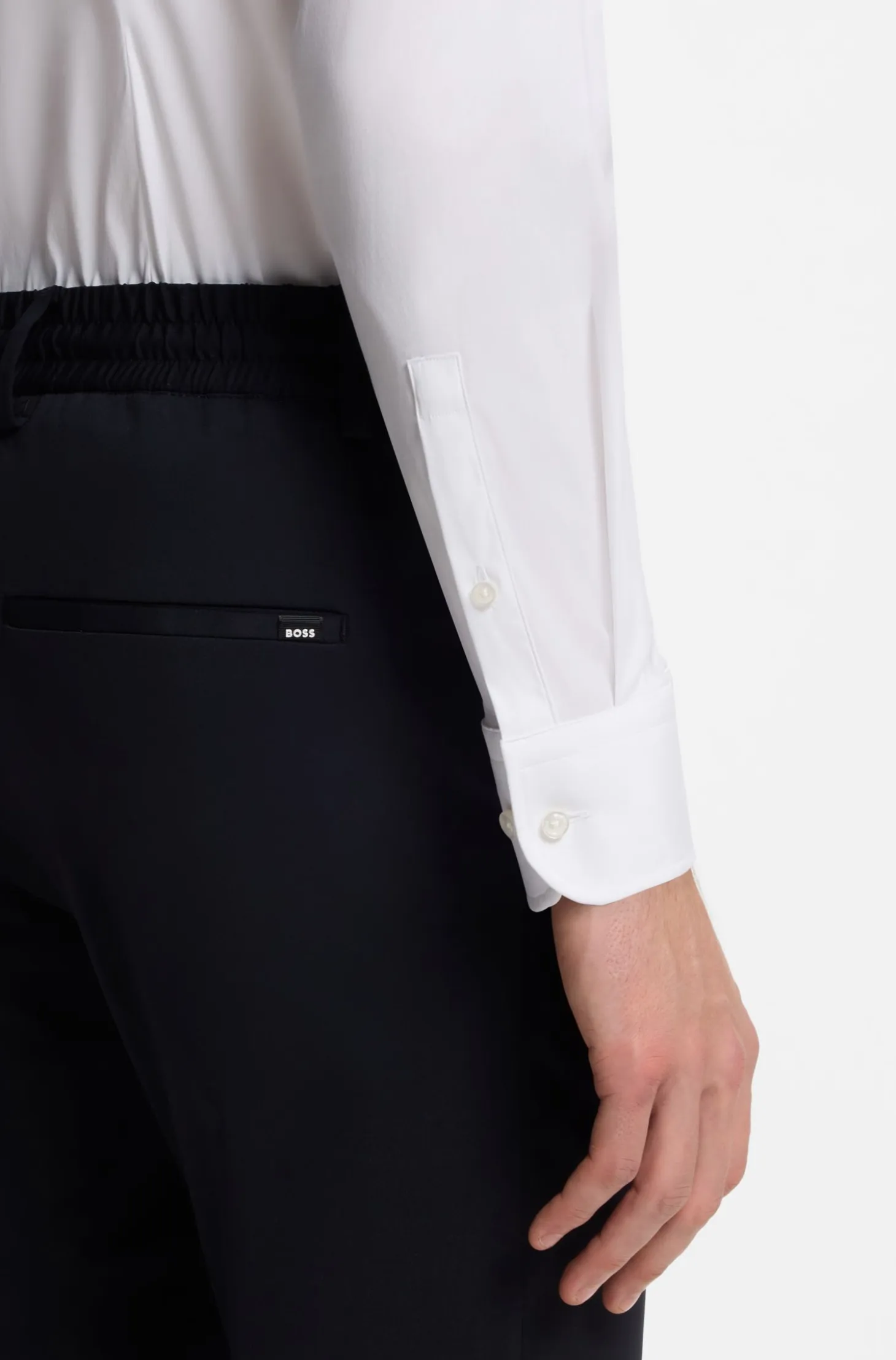 Slim-fit shirt in easy-iron cotton-blend poplin