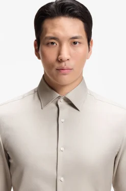 Slim-fit shirt in easy-iron cotton twill
