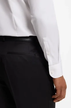 Slim-fit shirt in easy-iron cotton twill