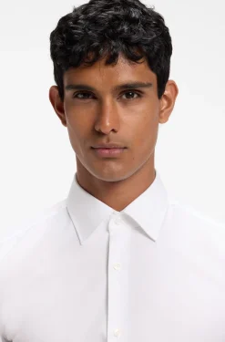Slim-fit shirt in easy-iron cotton twill