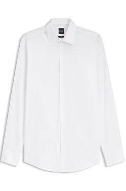 Slim-fit shirt in easy-iron cotton twill