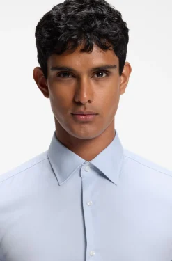 Slim-fit shirt in easy-iron cotton twill