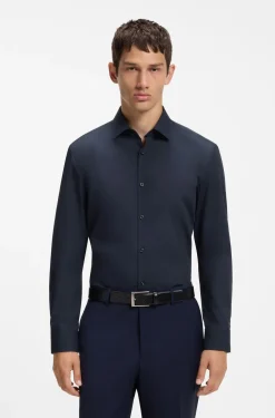 Slim-fit shirt in easy-iron cotton poplin