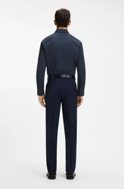 Slim-fit shirt in easy-iron cotton poplin