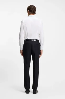 Slim-fit shirt in easy-iron stretch-cotton poplin