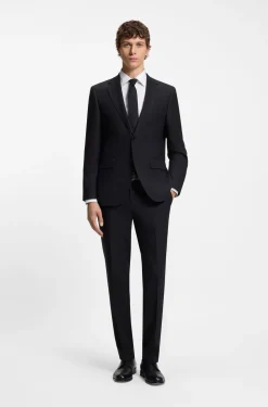 Slim-fit shirt in easy-iron stretch-cotton poplin