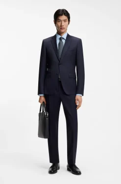 Slim-fit shirt in easy-iron stretch-cotton poplin