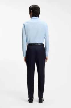 Slim-fit shirt in easy-iron stretch-cotton poplin