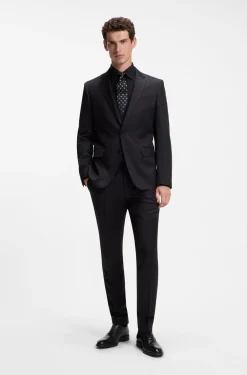 Slim-fit shirt in easy-iron stretch-cotton poplin