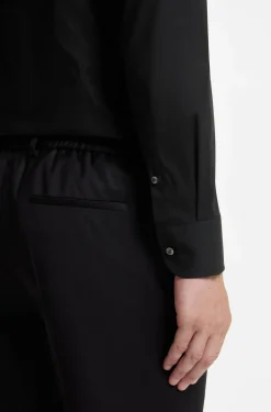 Slim-fit shirt in easy-iron stretch-cotton poplin