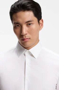 Slim-fit shirt in easy-iron stretch-cotton poplin