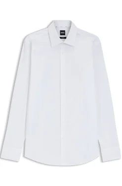 Slim-fit shirt in easy-iron stretch-cotton poplin