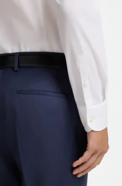 Slim-fit shirt in easy-iron stretch-cotton poplin