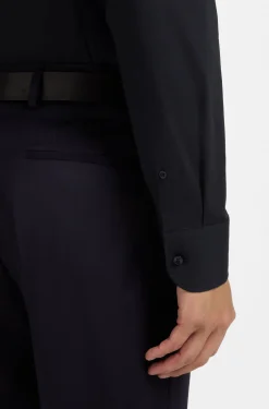Slim-fit shirt in easy-iron stretch-cotton poplin