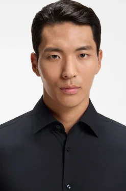 Slim-fit shirt in easy-iron stretch-cotton poplin