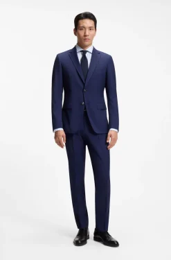 Slim-fit shirt in easy-iron striped stretch cotton