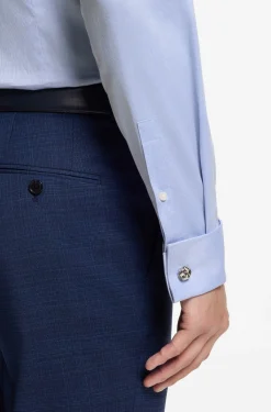 Slim-fit shirt in easy-iron striped stretch cotton